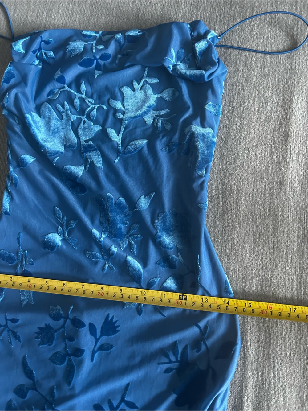 Y2K Velvet Burnout Blue Floral Whimsigoth Maxi Dress Gown Size S Fairy Draped - Picture 10 of 13